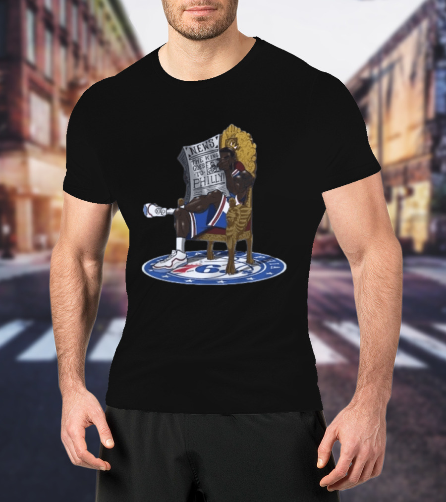 Philadelphia 76ers The King Goes To Philly News Throne T-Shirt