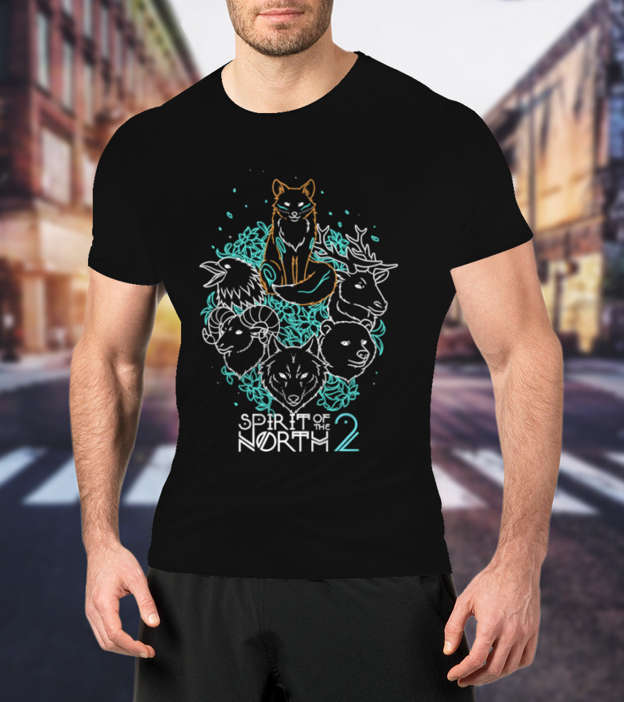 Spirit Of The North 2 Animal Forest Wildlife Fox Bear Deer Wolf T-Shirt