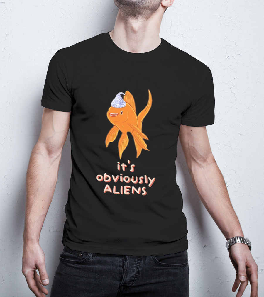 Goldfish Tin Foil Hat It's Obviously Aliens T-Shirt