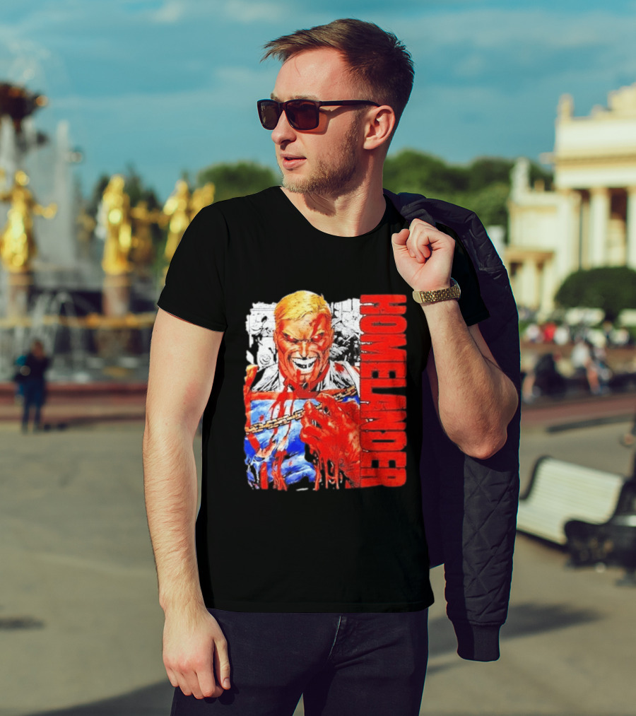 Homelander The Boys Superhero Cartoon Blood Splattered Image T-Shirt