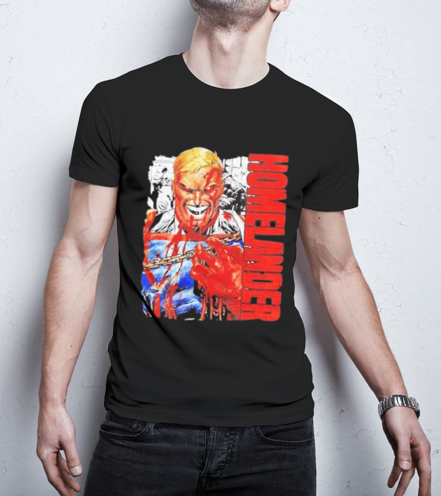 Homelander The Boys Superhero Cartoon Blood Splattered Image T-Shirt