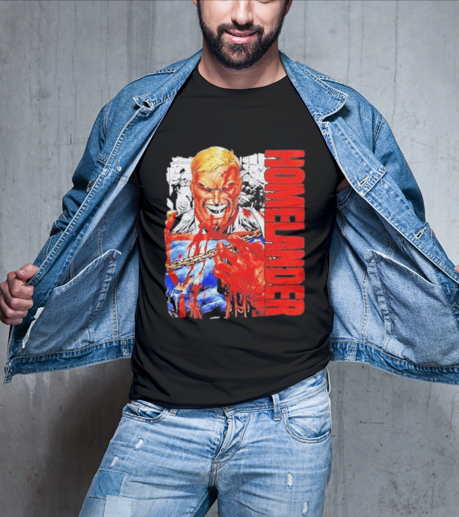Homelander The Boys Superhero Cartoon Blood Splattered Image T-Shirt