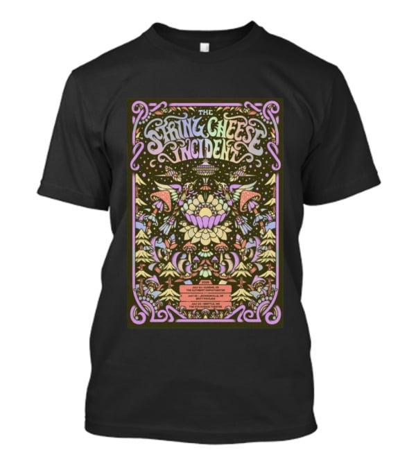 The String Cheese Incident July 24 2026 Eugene OR Psychedelic Concert With Floral And Mushroom T-Shirt