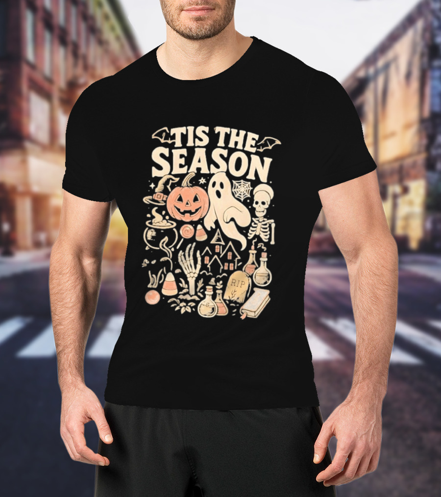 Tis The Season Pumpkin Ghost Skeleton Halloween 2026 T-Shirt