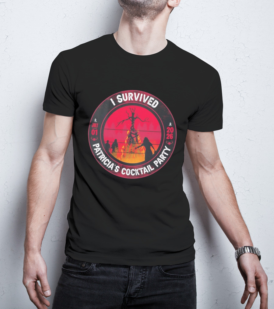 I Survived Patricia's Cocktail Party July 01 2026 Witchy Bonfire Dark Forest T-Shirt