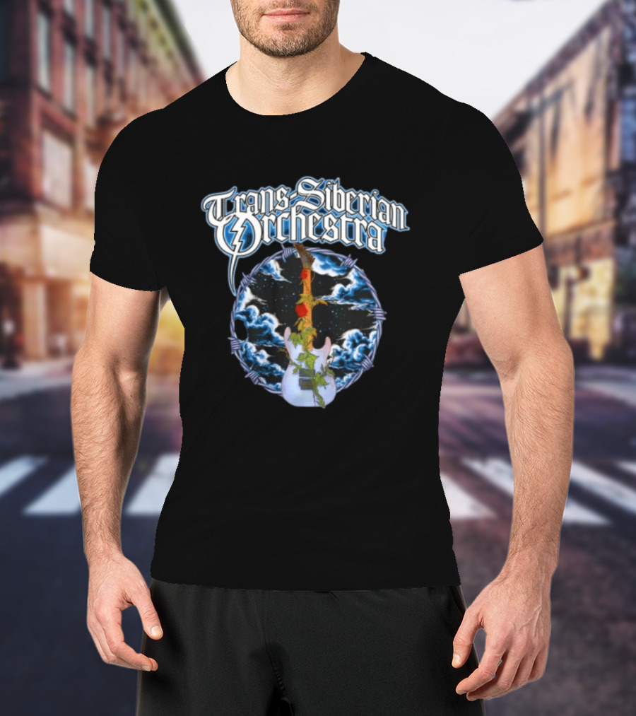 Trans Siberian Orchestra Cloud Guitar With Barbed Wire And Roses T-Shirt