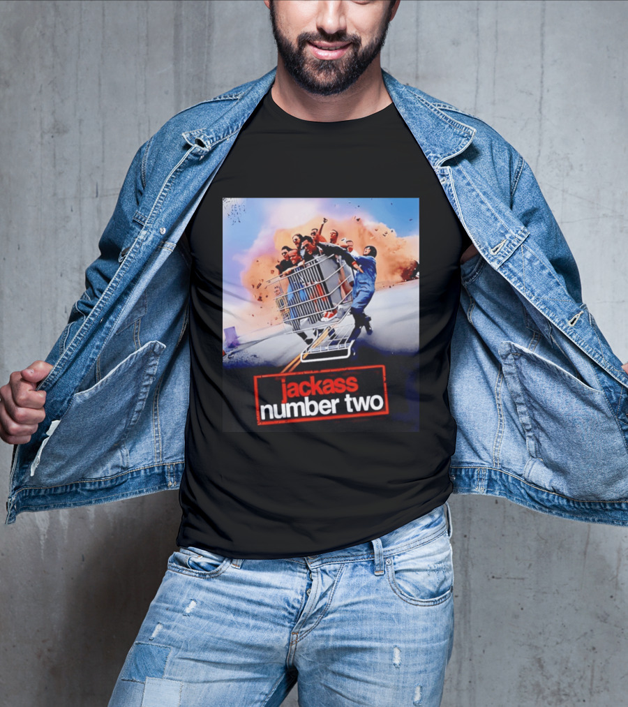 Jackass Number Two Movie Cast In Shopping Cart Action Scene Explosion T-Shirt
