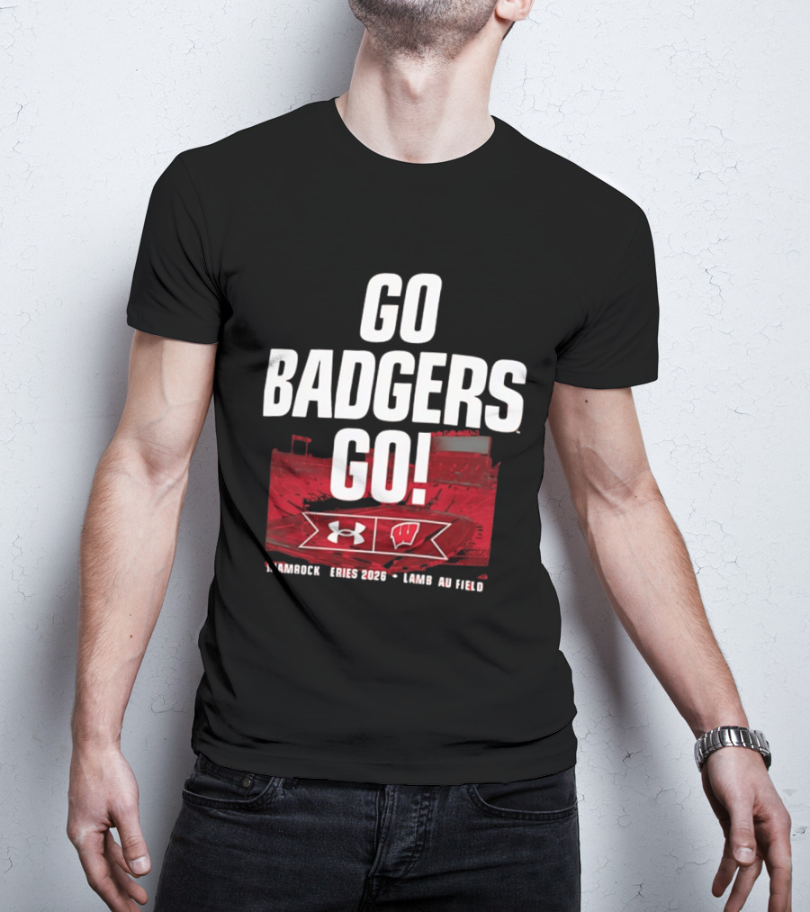 Wisconsin Badgers Go Badgers Go Shamrock Series 2026 Lambeau Field Under Armour T-Shirt