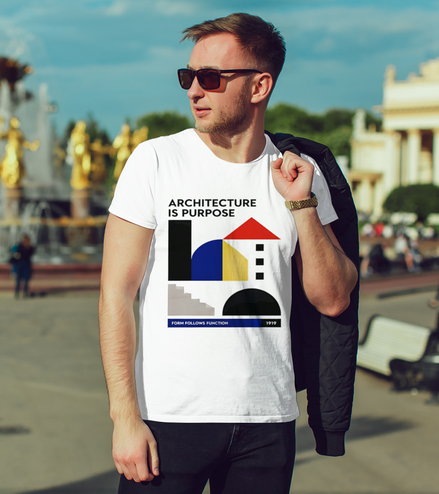Architecture Is Purpose Form Follows Function 1919 Bauhaus Geometric Shapes T-Shirt