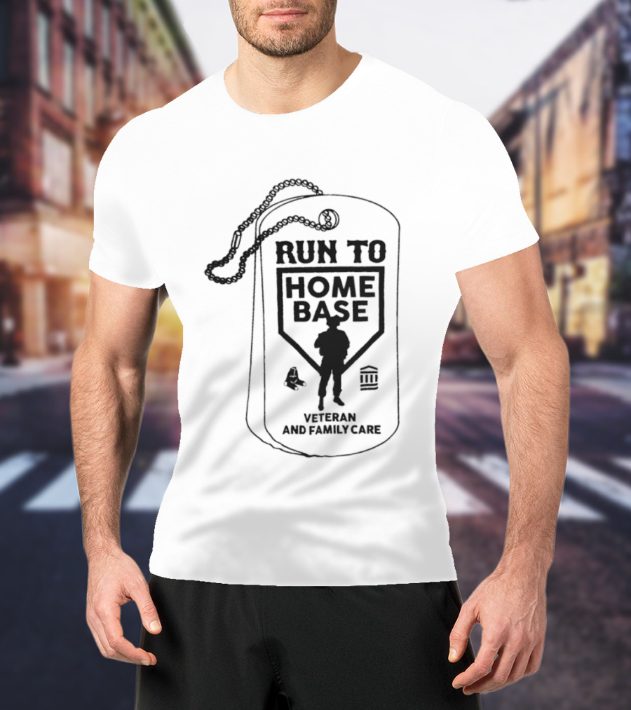 Run To Home Base Veteran And Family Care Dog Tag T-Shirt