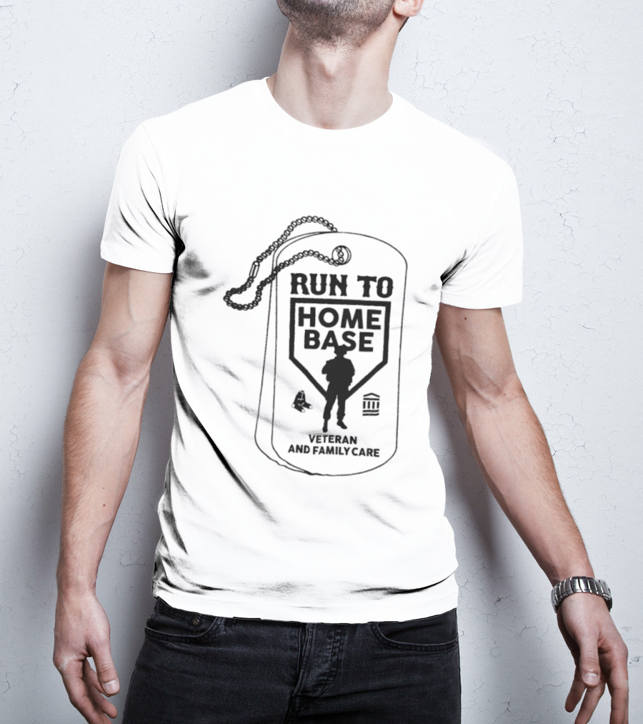 Run To Home Base Veteran And Family Care Dog Tag T-Shirt