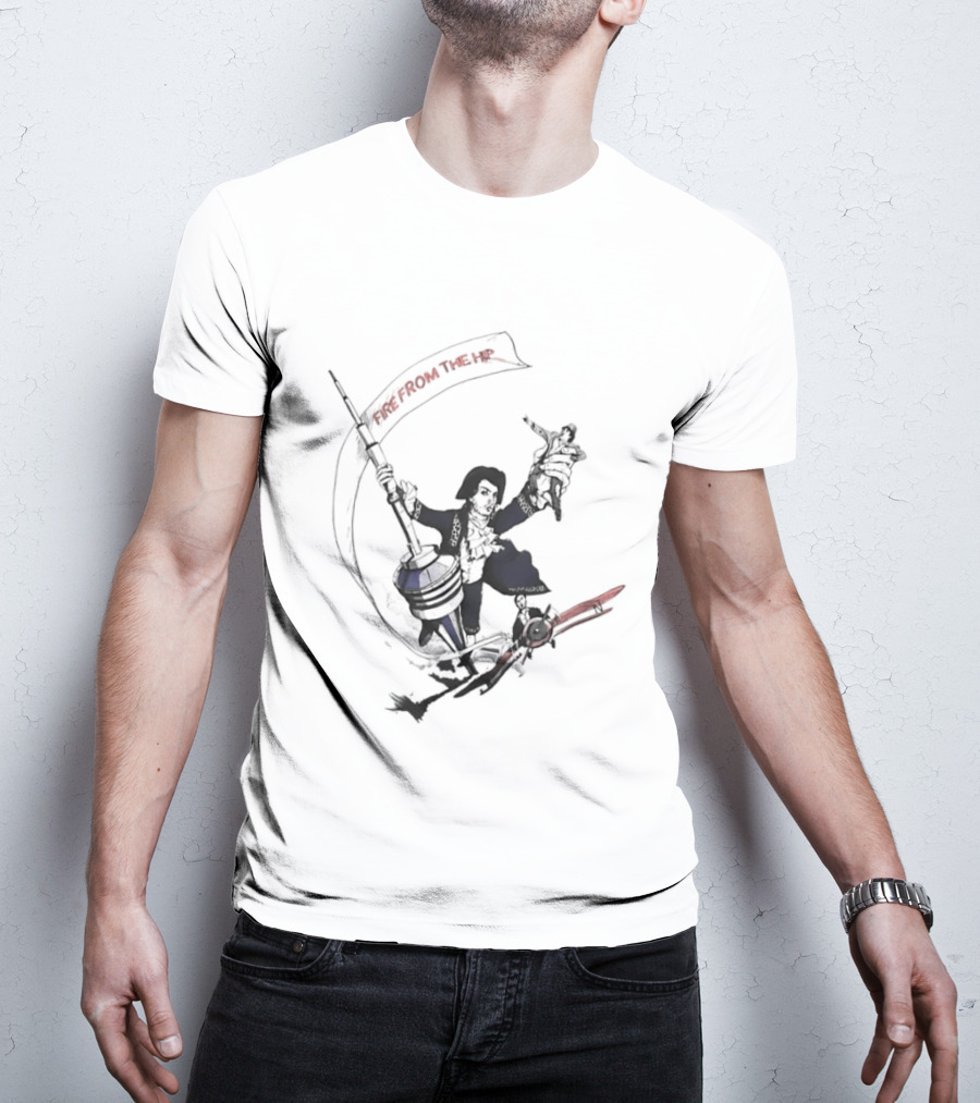 Fire From The Hip Surrealist Surreal Gun Wielding Figure Banner T-Shirt
