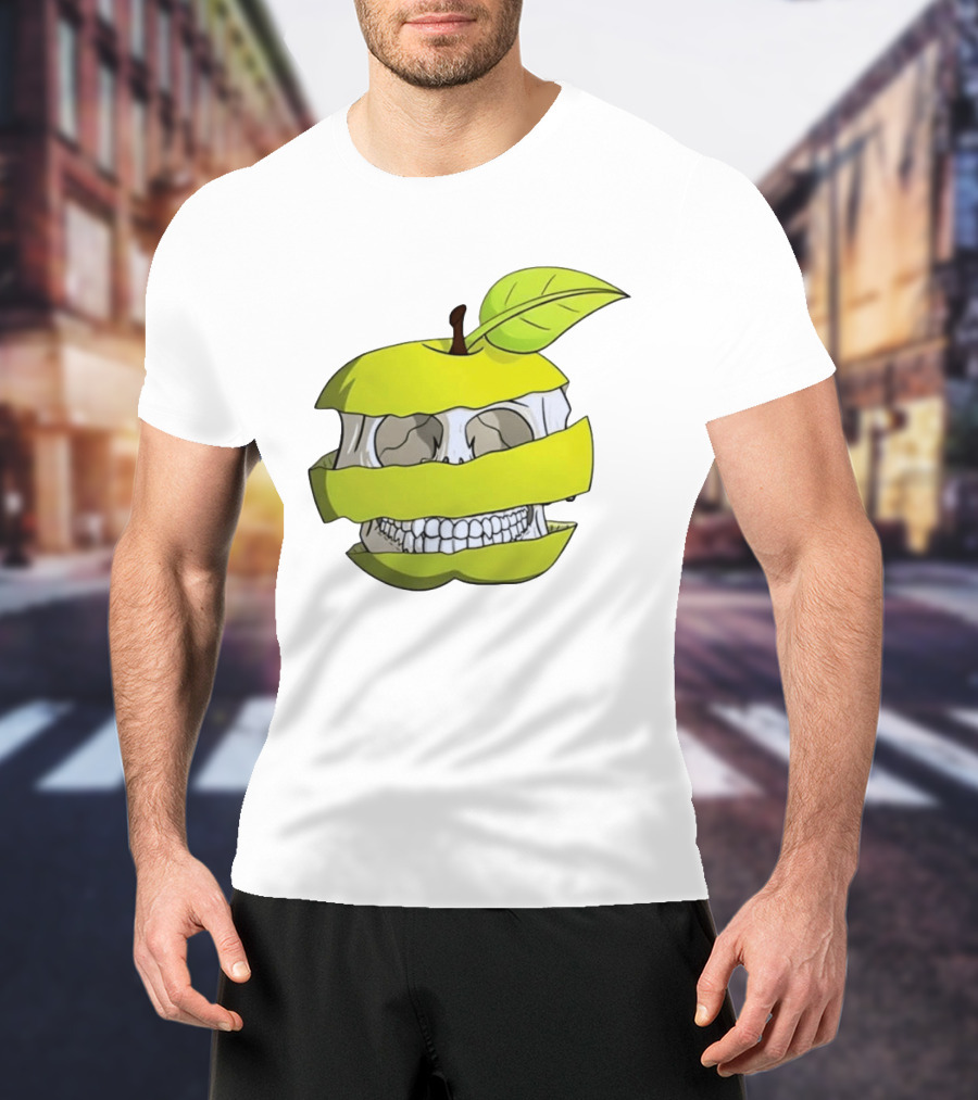 Skull Apple Forbidden Fruit Creative Slice T-Shirt