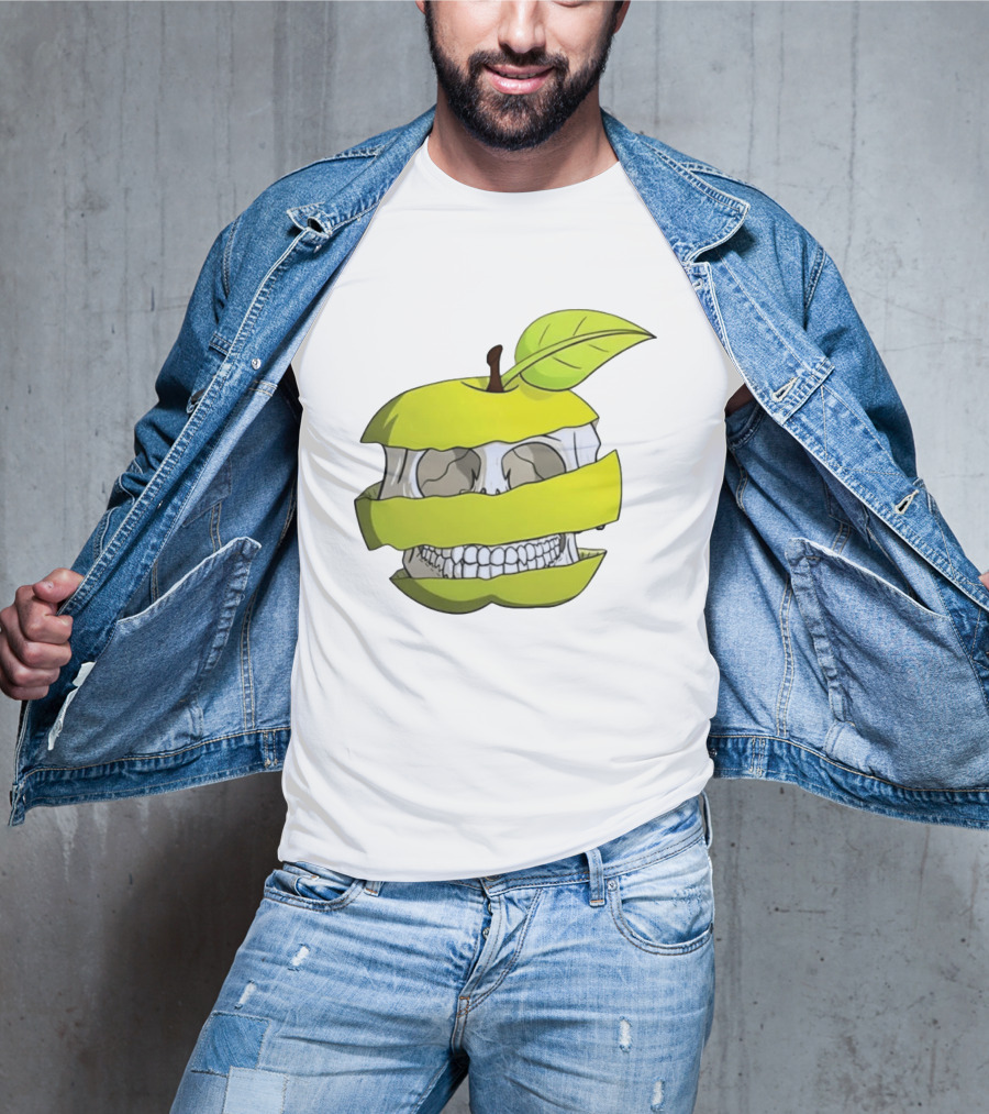 Skull Apple Forbidden Fruit Creative Slice T-Shirt