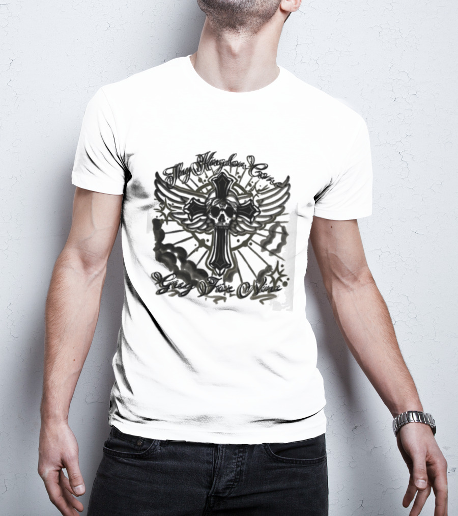 Thy Kingdom Come Skull Grey Five Nine Cross Wings T-Shirt