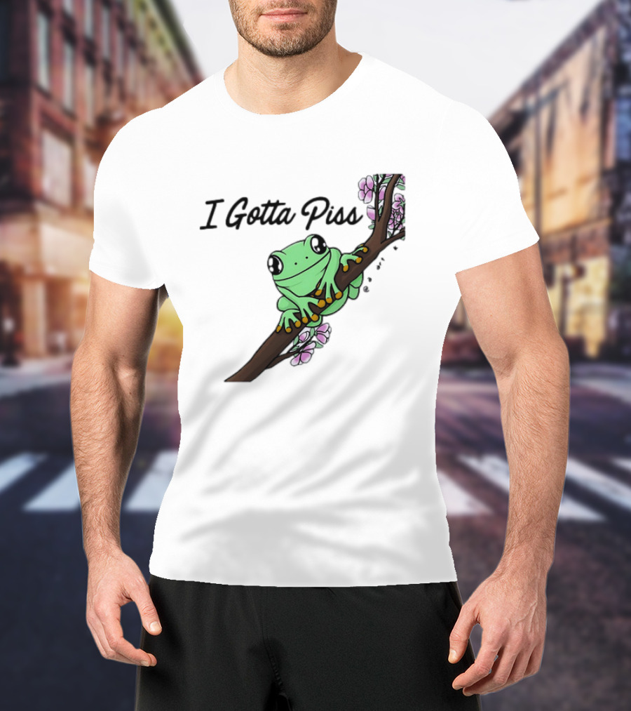 I Gotta Piss Frog On Branch With Flowers T-Shirt