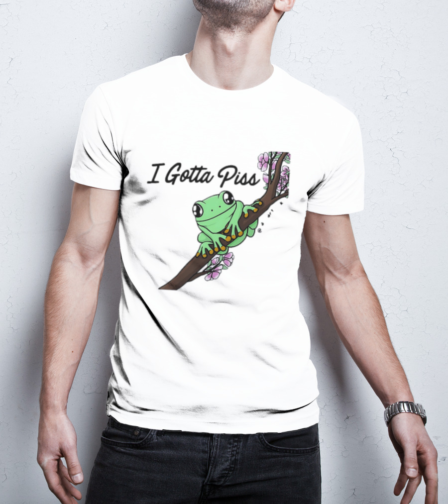 I Gotta Piss Frog On Branch With Flowers T-Shirt