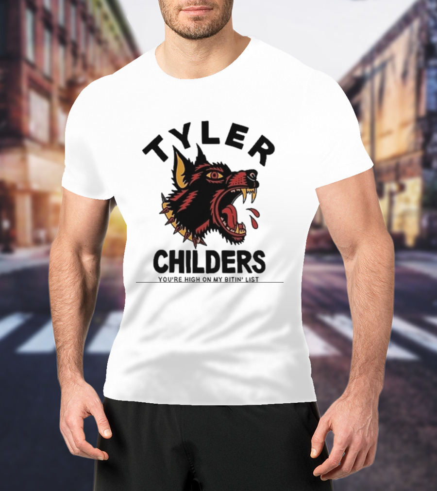 Tyler Childers You're High On My Bitin' List Wolf Head Spike Collar T-Shirt