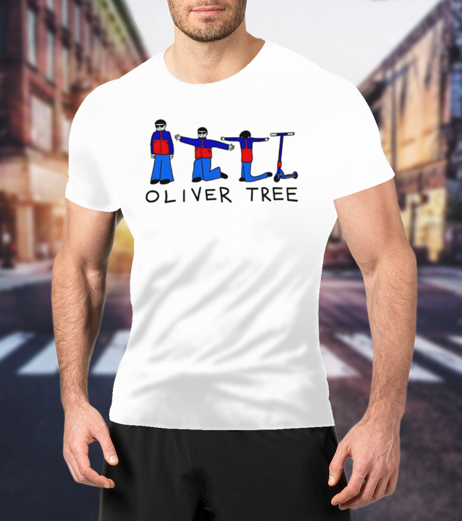 Oliver Tree Cartoon Characters With Scooter Pose T-Shirt