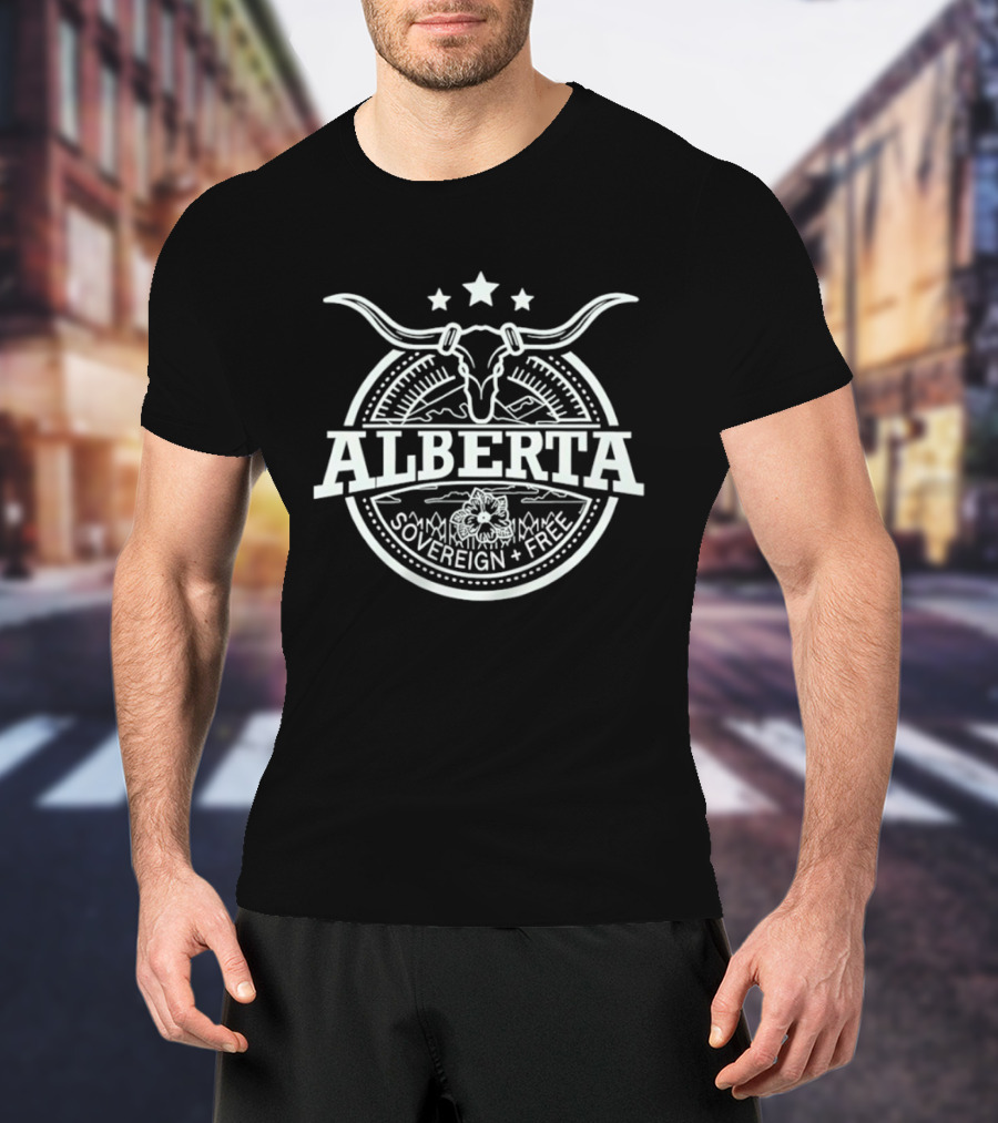 Alberta Cow Skull Sovereign Free Province T-Shirt