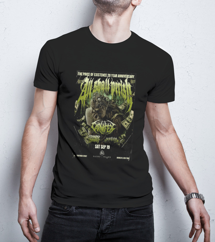 The Price Of Existence 20 Year Anniversary All Shall Perish Sat Sep 19 Brooklyn Saint Vitus T-Shirt