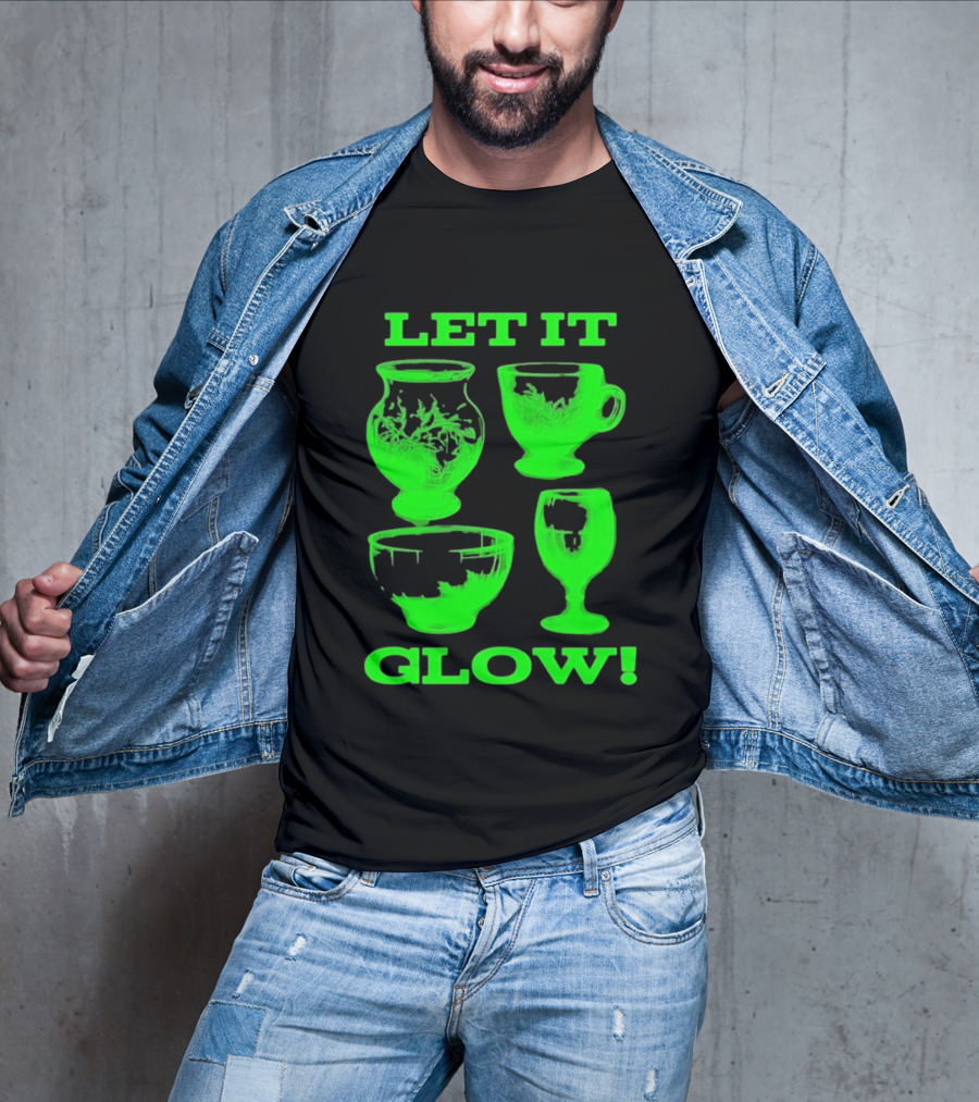 Let It Glow Uranium Glassware Vaseline Glass Vintage Collectors Neon Green T-Shirt