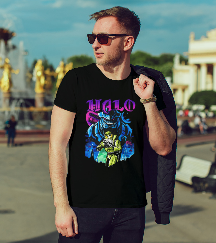 Halo Master Chief Arbiter Video Game Battle Scene T-Shirt