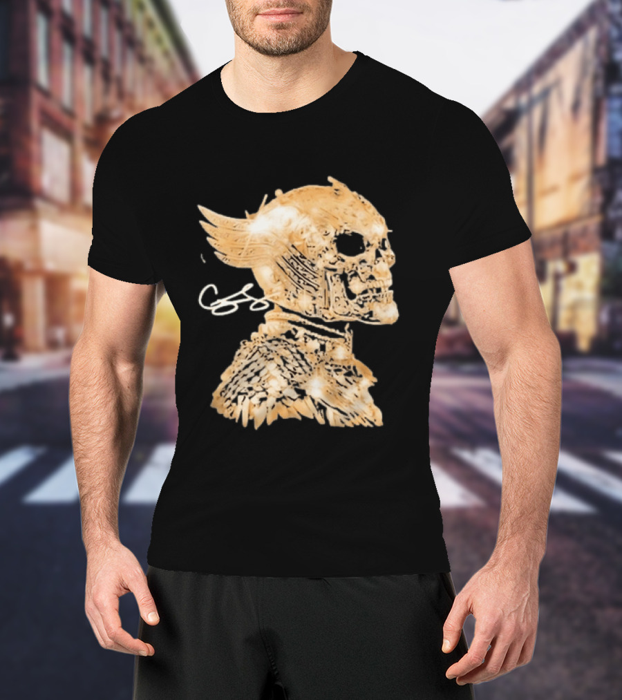 Chris Brown Gold Skull Breezy Wings And Feathers T-Shirt