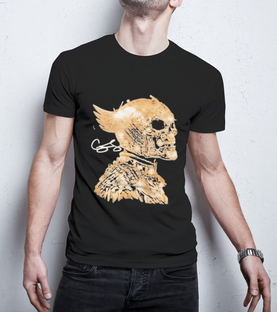 Chris Brown Gold Skull Breezy Wings And Feathers T-Shirt