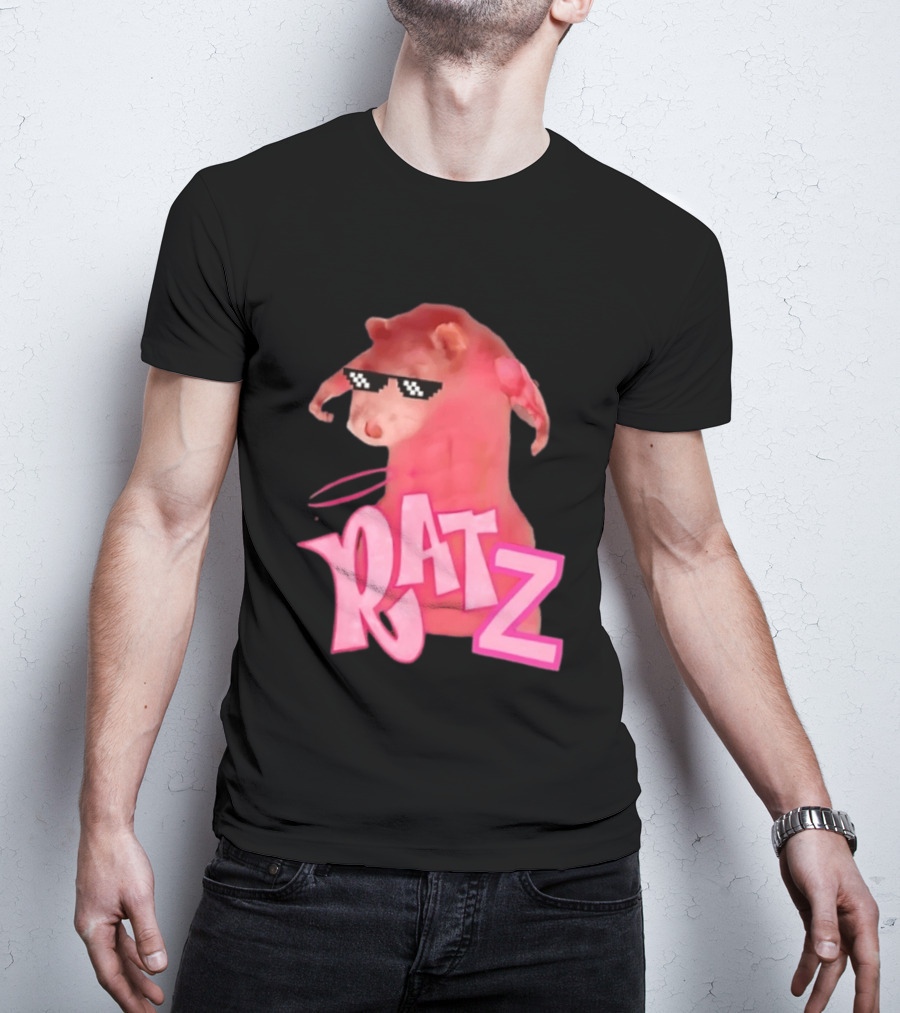 RATZ Muscular Pink Toned Rat Pixel Thug Life Sunglasses Bratz Doll T-Shirt
