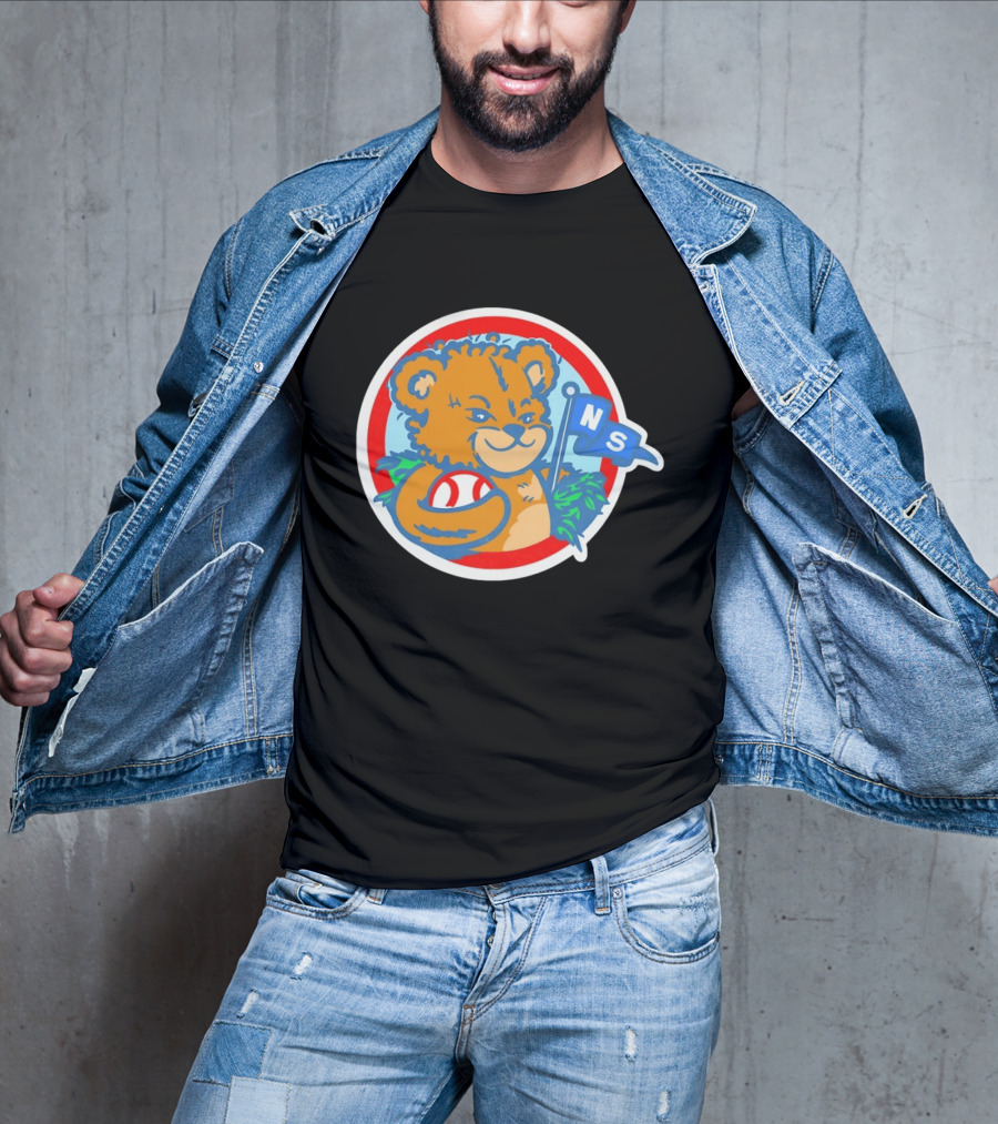 Teddy Bear Holding Baseball NS Pennant Circle T-Shirt