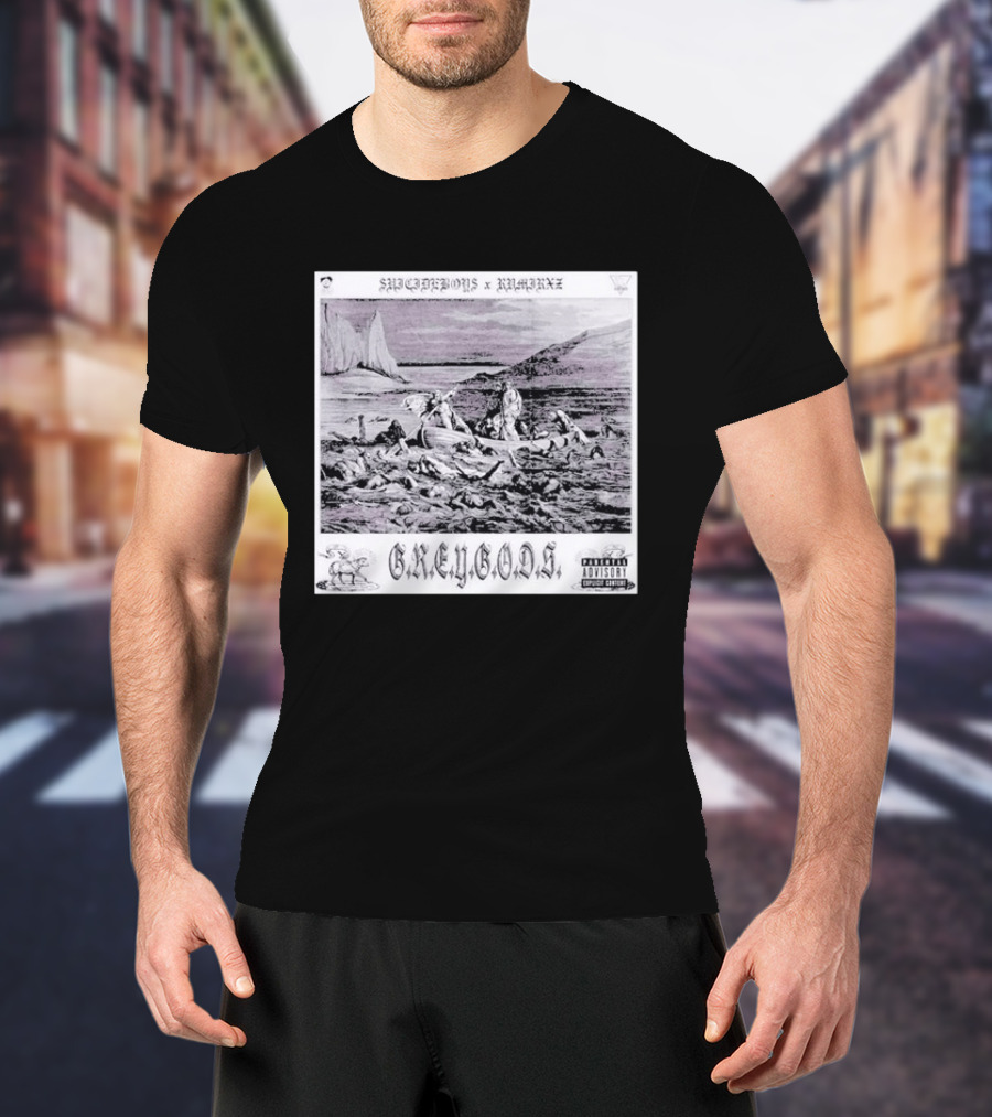 SUPREMEBOYZ X RAMIREZ G.R.E.Y G.O.D.S Album Cover Art PARENTAL ADVISORY Explicit Content T-Shirt