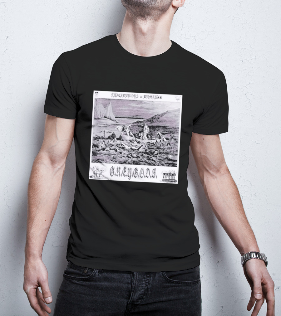 SUPREMEBOYZ X RAMIREZ G.R.E.Y G.O.D.S Album Cover Art PARENTAL ADVISORY Explicit Content T-Shirt