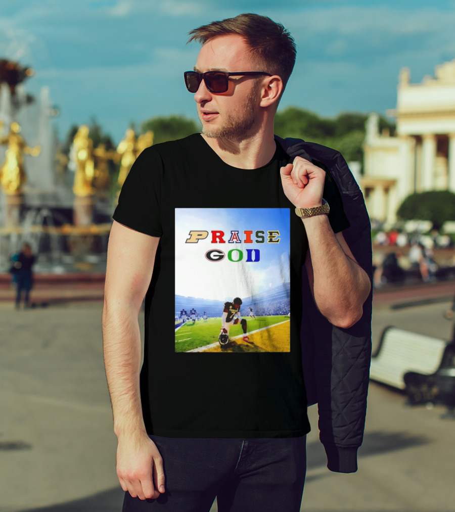 Texas AM Football Player No 7 Praise God Stadium Scene T-Shirt