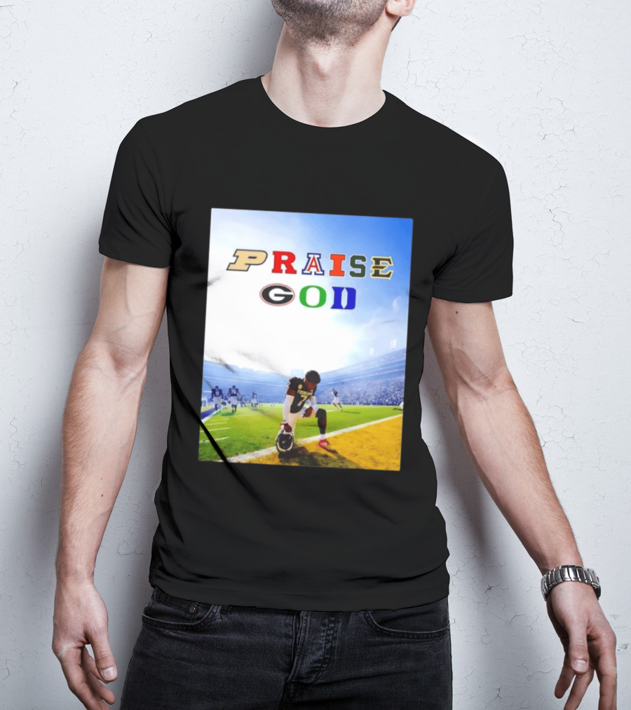 Texas AM Football Player No 7 Praise God Stadium Scene T-Shirt