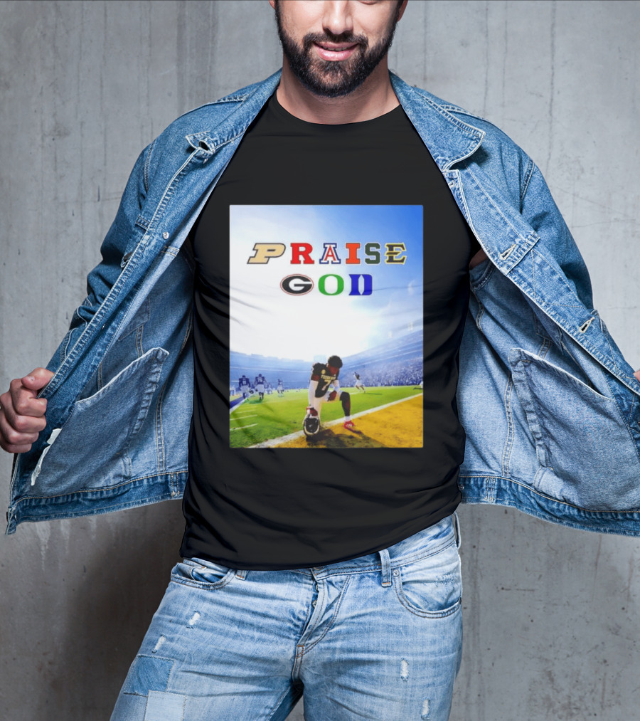 Texas AM Football Player No 7 Praise God Stadium Scene T-Shirt