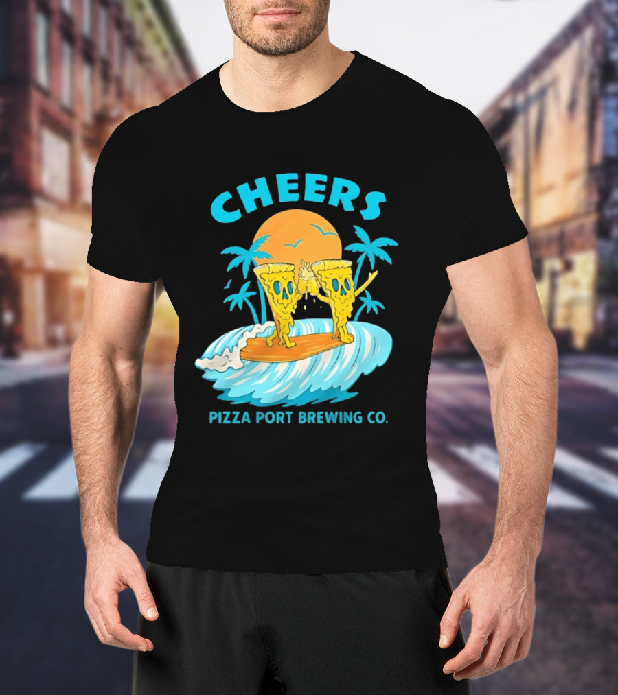 Pizza Port Brewing Co Cheers Surfing Pizza Wave T-Shirt
