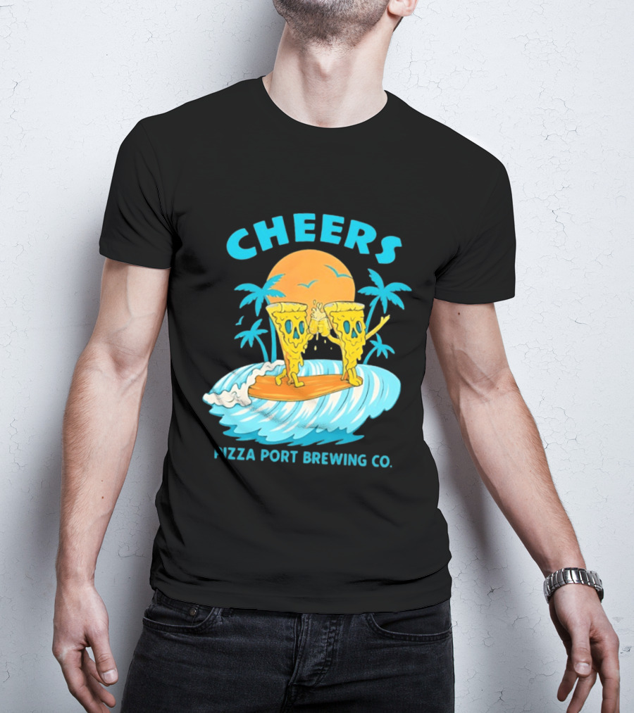 Pizza Port Brewing Co Cheers Surfing Pizza Wave T-Shirt