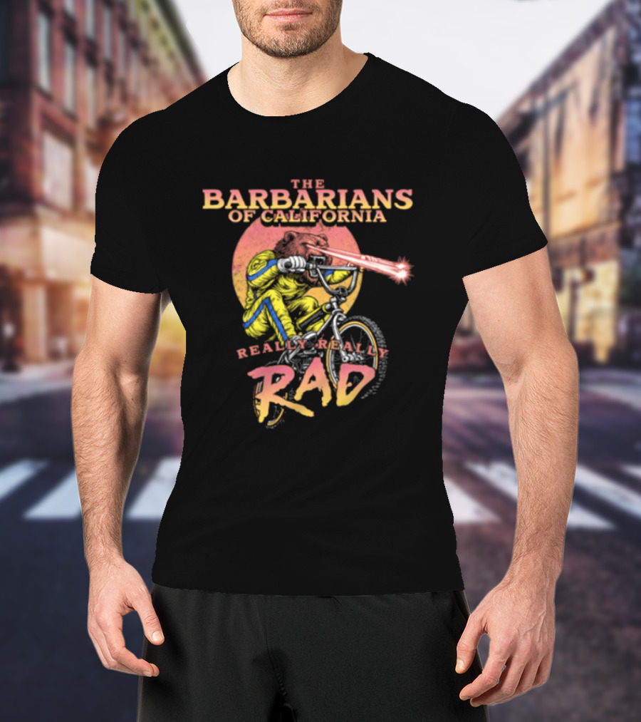 The Barbarians Of California Really Really Rad Cyclist Sunset Retro Vibes T-Shirt