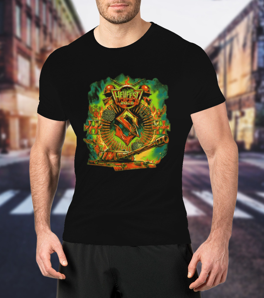 Sabaton Hellfest 2026 Event Flame Tank Skull Cross T-Shirt