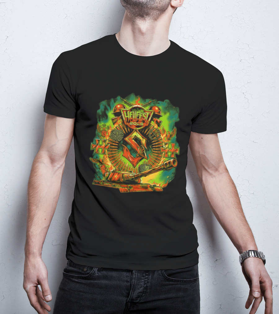 Sabaton Hellfest 2026 Event Flame Tank Skull Cross T-Shirt