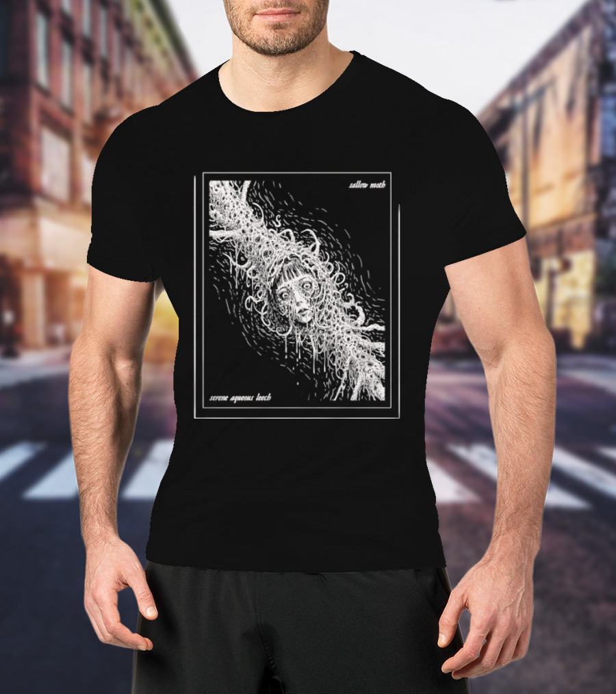 Sallow Moth Serene Aqueous Leech Surreal Horror Waveform T-Shirt