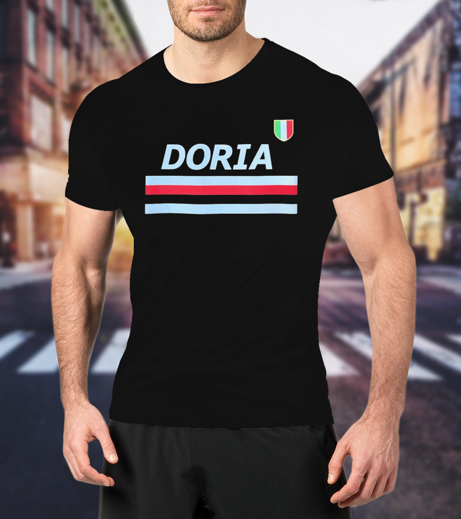 Doria Sampdoria Italian Football Blue Red Stripe Shield T-Shirt