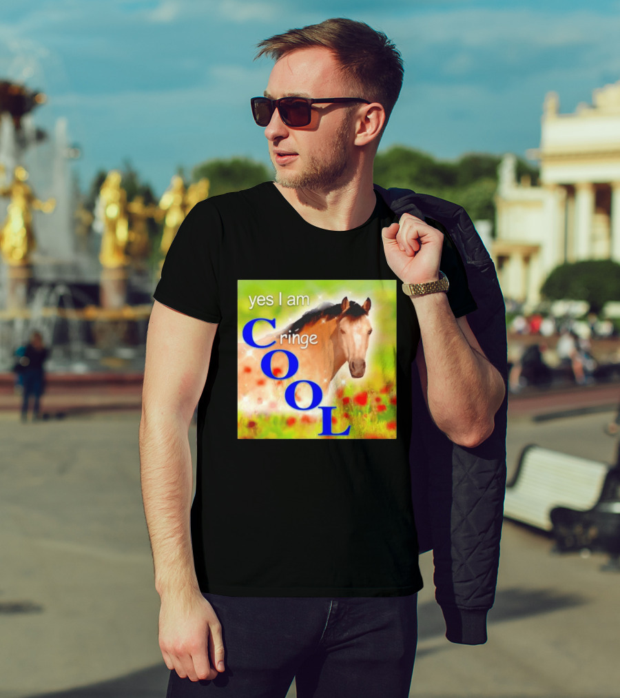 Yes I Am Cringe Cool Horse Meme Poppy Field T-Shirt