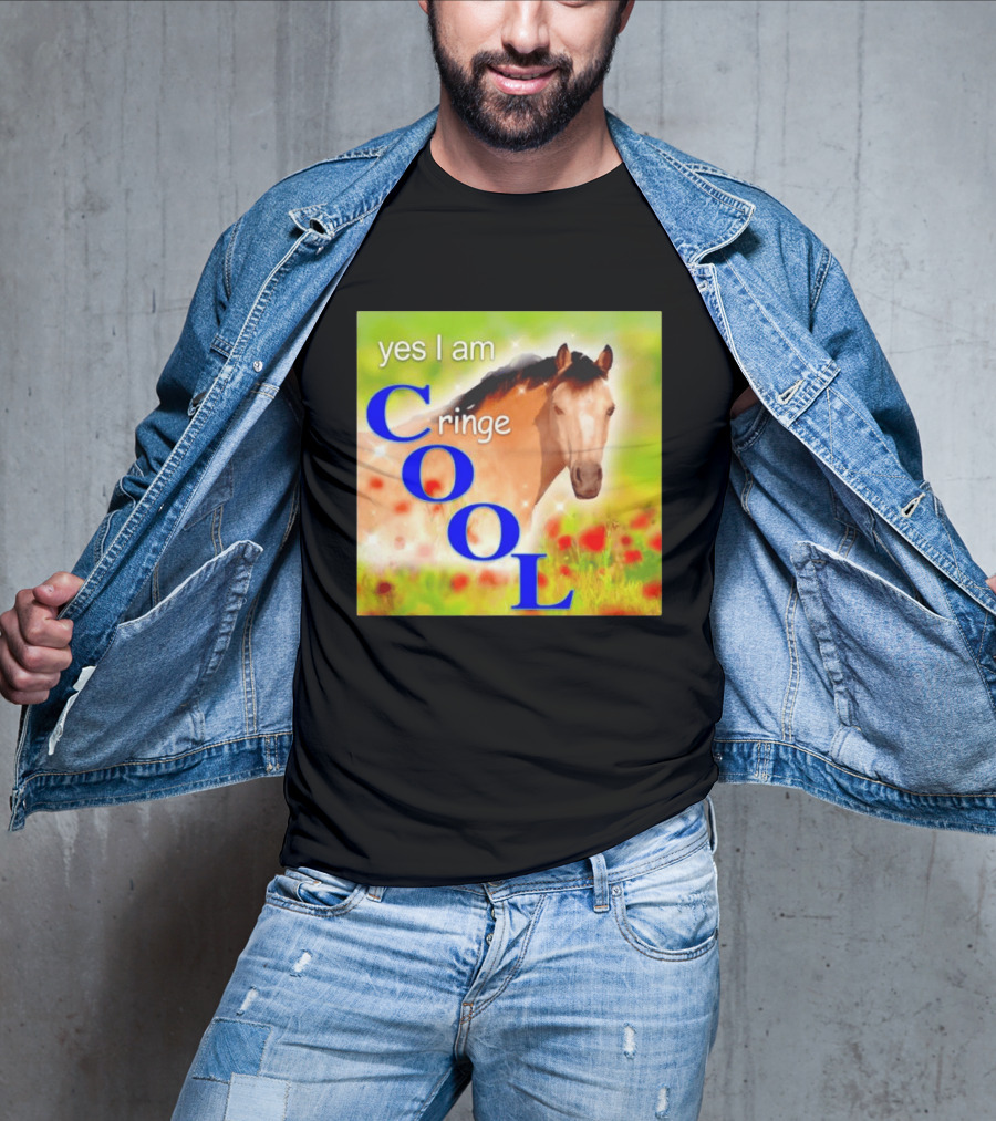 Yes I Am Cringe Cool Horse Meme Poppy Field T-Shirt
