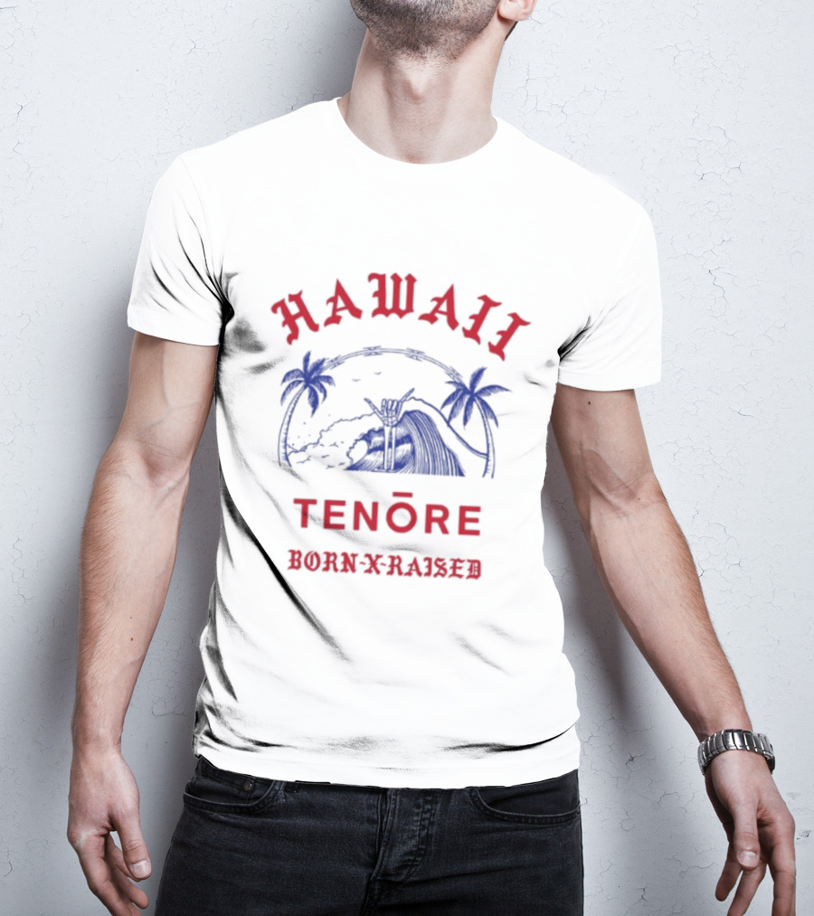 Hawaii Tenōre Born X Raised Wave And Palm Trees T-Shirt