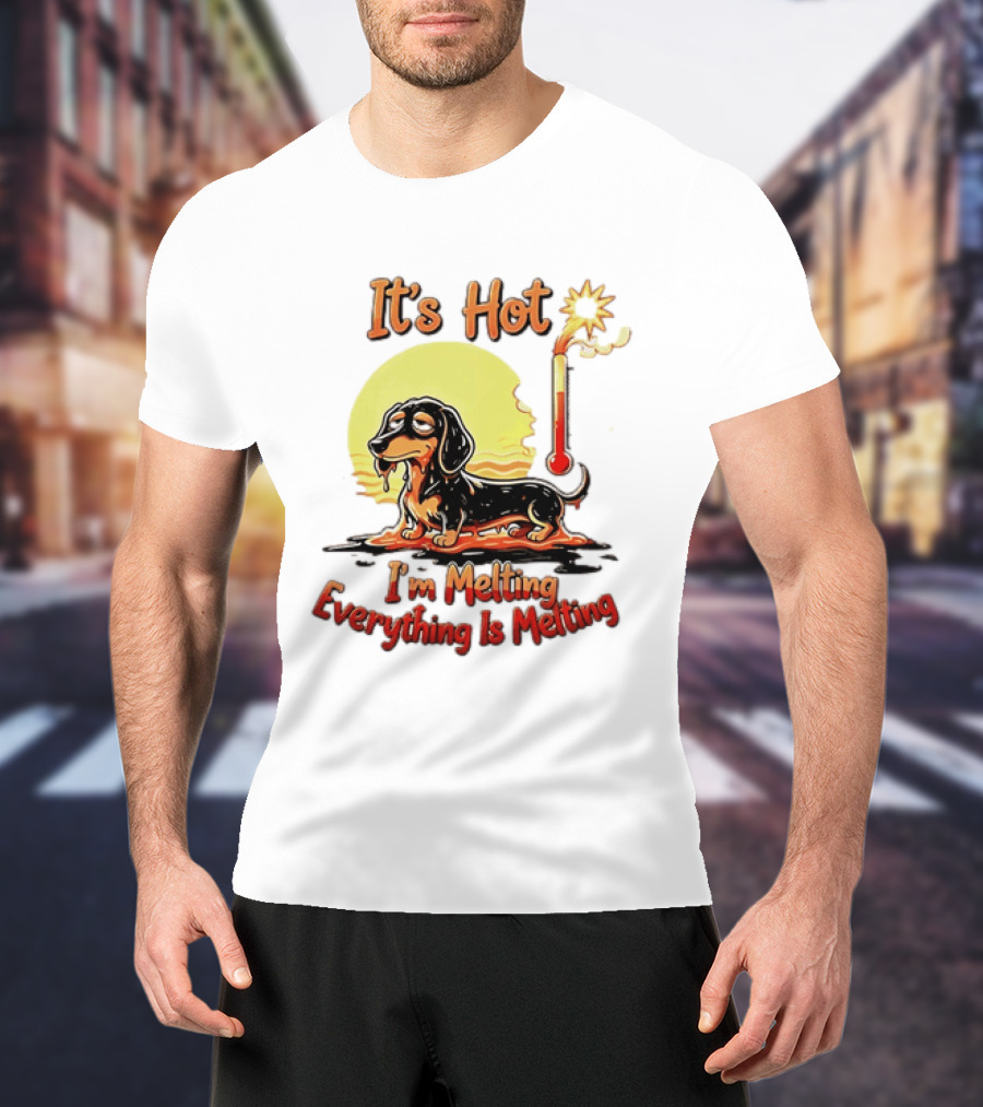 Dachshund It's Hot I'm Melting Everything Is Melting Thermometer Sun T-Shirt