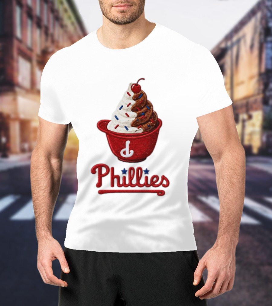 Philadelphia Phillies Ice Cream Sundae Embroidery Phillies T-Shirt