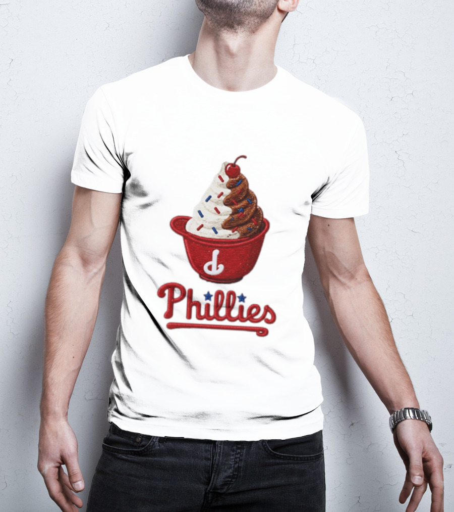 Philadelphia Phillies Ice Cream Sundae Embroidery Phillies T-Shirt