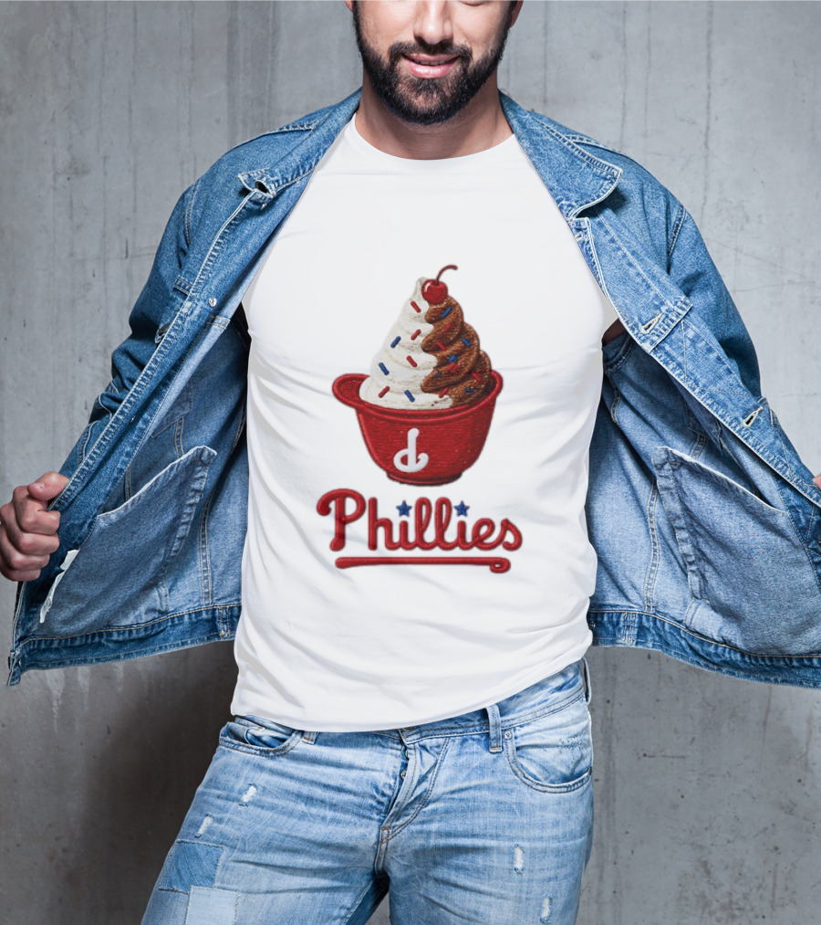 Philadelphia Phillies Ice Cream Sundae Embroidery Phillies T-Shirt